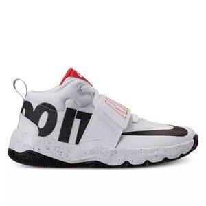 NIKE Sneakers Team Hustle D8 Basketball Shoes Red Black White Youth Size 13